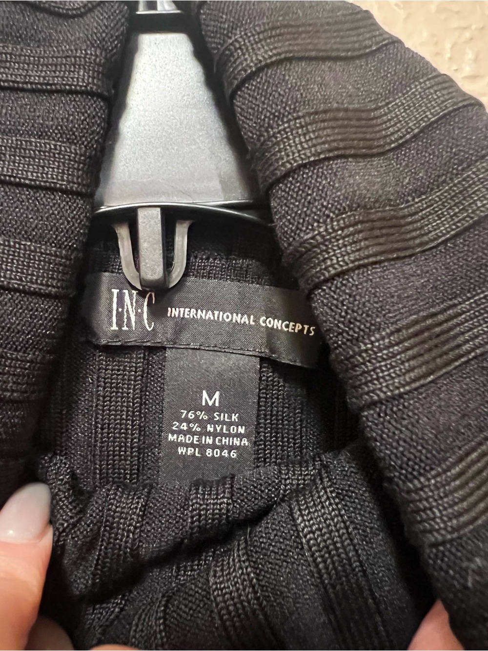 INC International Concepts Black Ribbed Mock Neck Top - Picture 3 of 5